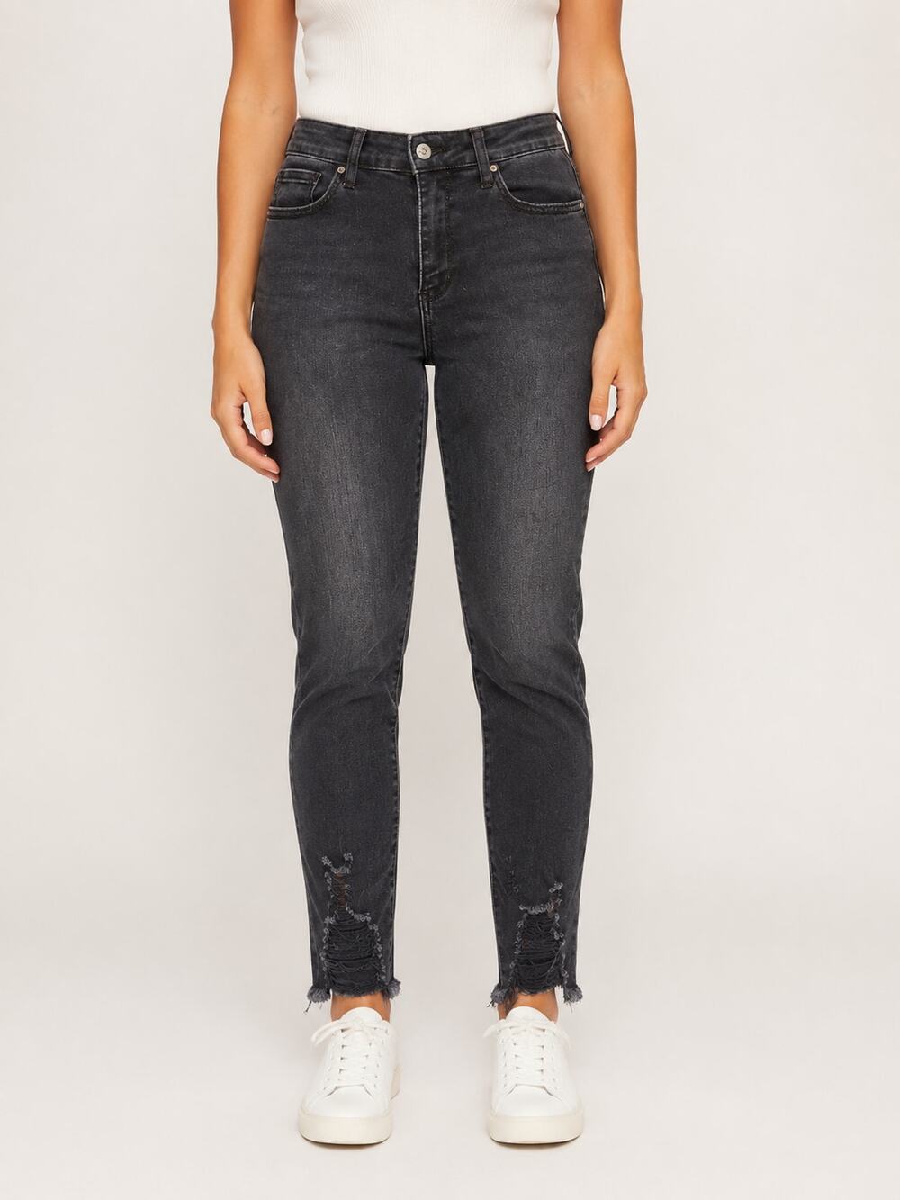 Judy Blue Skinny Jeans Women’s 9/29 Black Distressed Raw Hem Stretch